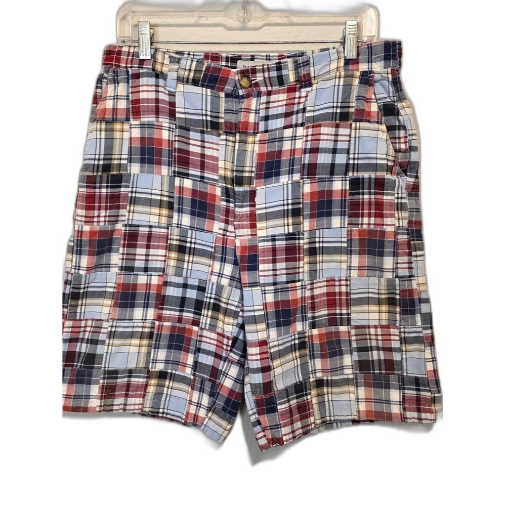 Sun River Clothing Co. Madras Plaid Patchwork Shorts 100% Cotton Preppy Size 34